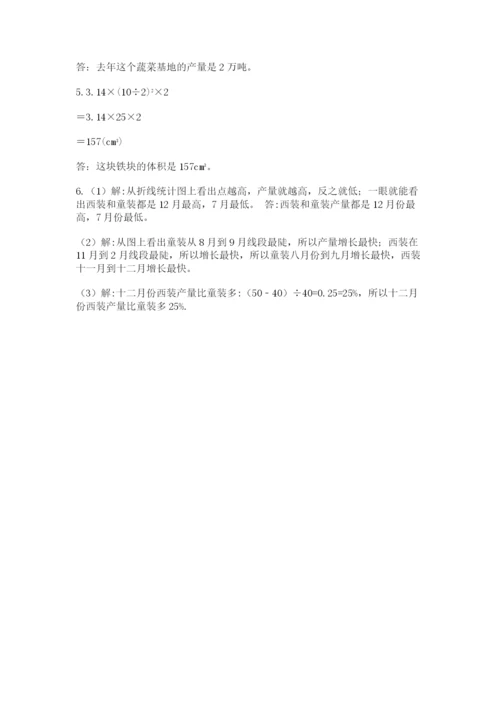 小学六年级数学期末自测题【夺冠】.docx