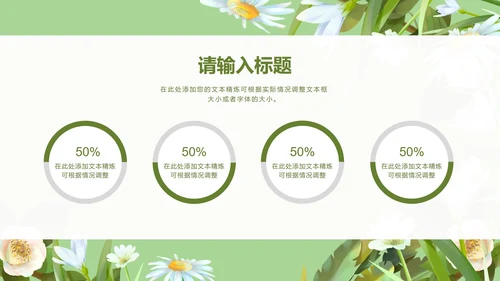 绿色淡雅小清新手绘花朵英语教学PPT模板