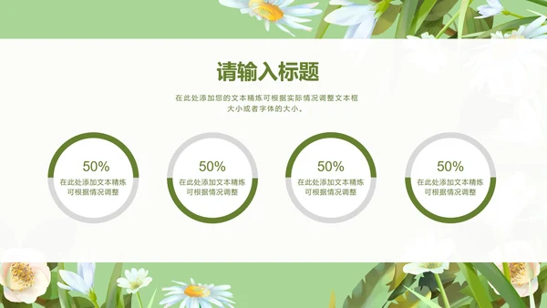 绿色淡雅小清新手绘花朵英语教学PPT模板