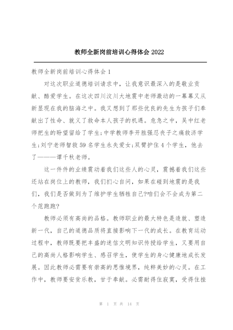 教师全新岗前培训心得体会2022.docx