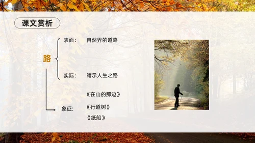 橙色简约实拍未选择的路PPT七年级语文下册PPT模板