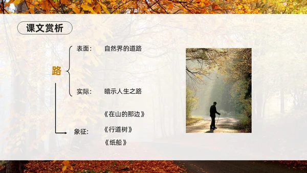 橙色简约实拍未选择的路PPT七年级语文下册PPT模板