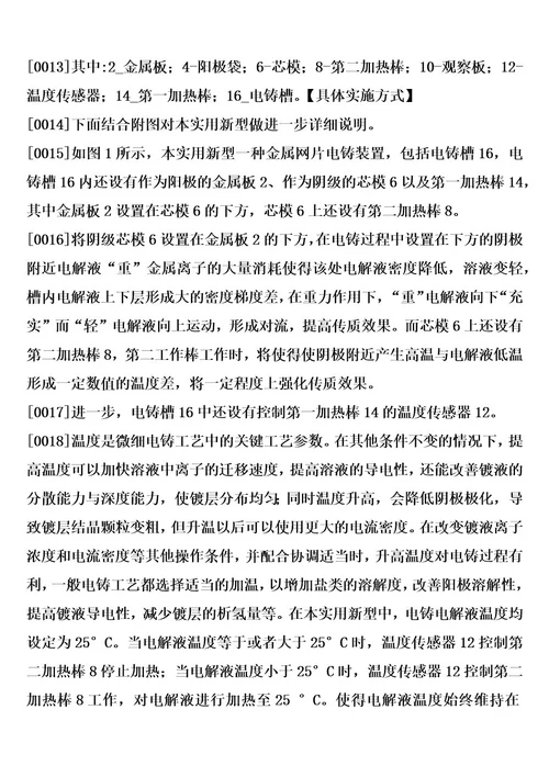 一种金属网片电铸装置制造方法