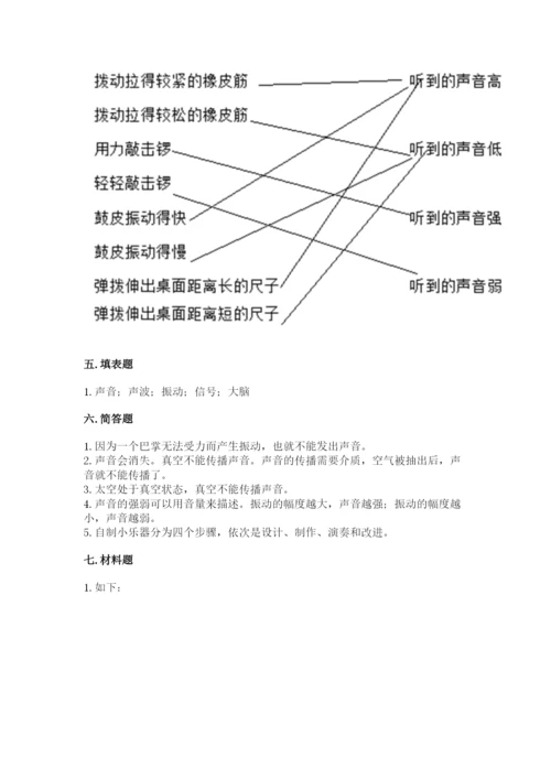 教科版科学四年级上册第一单元《声音》测试卷含答案【考试直接用】.docx