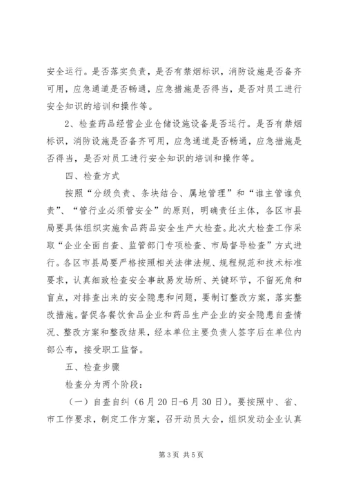 食品药品安全生产大检查工作方案 (2).docx