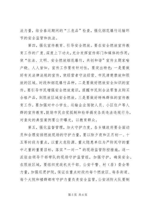 副县长在全县春节期间燃放烟花爆竹安全管理工作会议上的讲话(摘要).docx