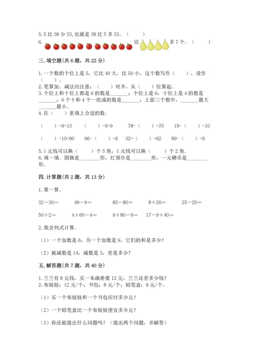 人教版一年级下册数学期末测试卷附参考答案【培优a卷】.docx