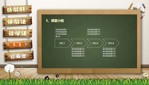 教师说课黑板卡通风格教育教学通用PPT模板