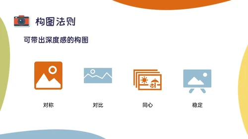 黄绿蓝橙多彩卡通摄影知识培训PPT课件摄影