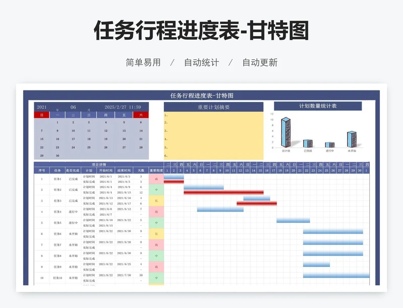 任务行程进度表-甘特图