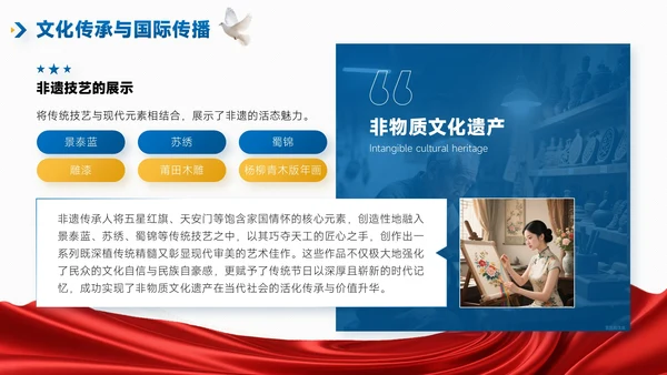 蓝金色简约风政府国庆主题活动PPT模板