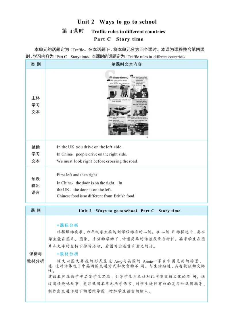 Unit 2 Ways to go to school Part C Story time大单元整体