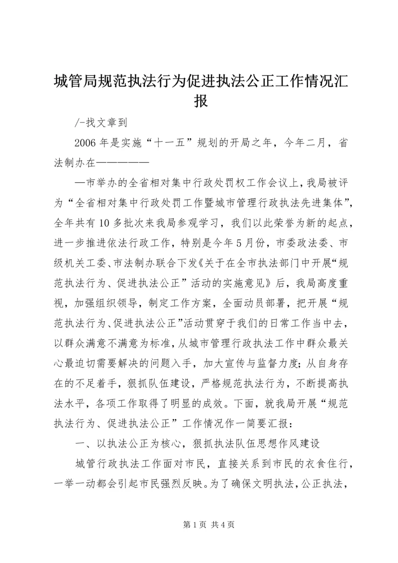 城管局规范执法行为促进执法公正工作情况汇报.docx