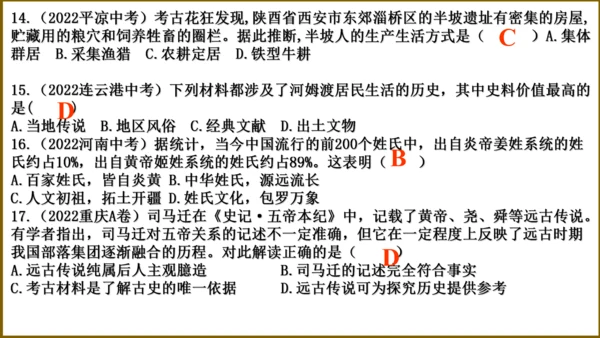 第一单元 史前时期：中国境内早期人类与文明的起源   单元复习课件