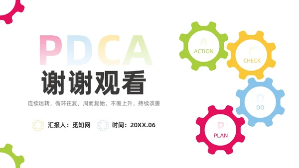 彩色商务简约水彩PDCA循环工作方法培训PPT课件pdca