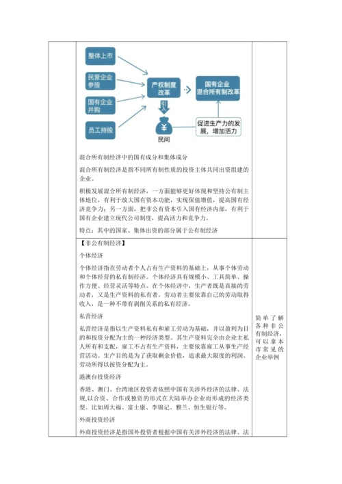 【核心素养目标】5.3 基本经济制度 教学设计（表格式）