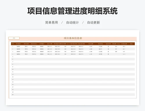 项目信息管理进度明细系统