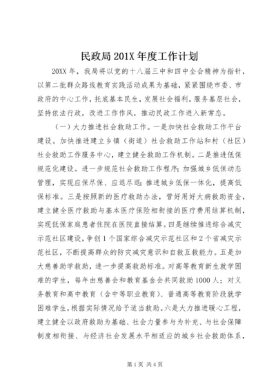 民政局201X年度工作计划.docx