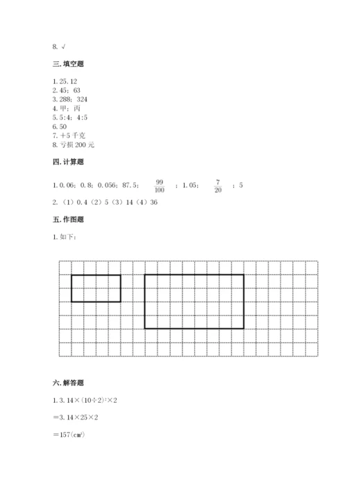 人教版六年级下册数学期末测试卷带答案（突破训练）.docx