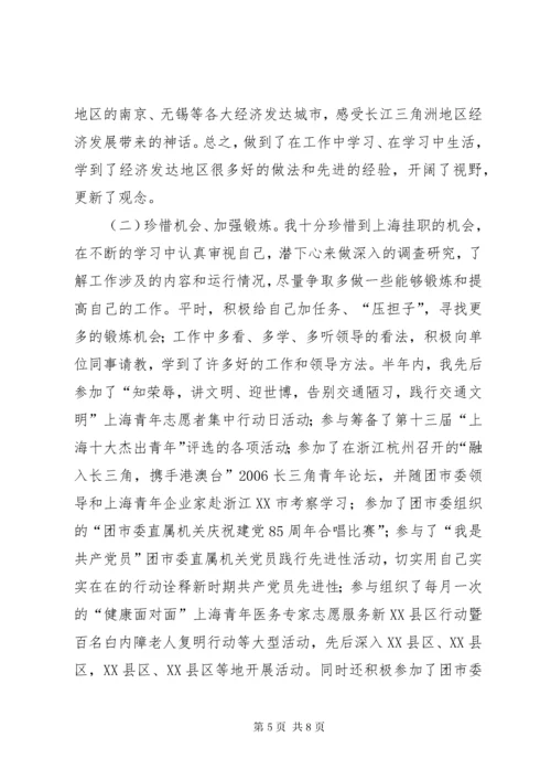 团县委书记赴上海团市委挂职学习总结.docx