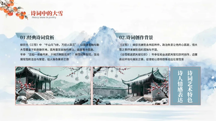 蓝色中国风大雪节气PPT模板