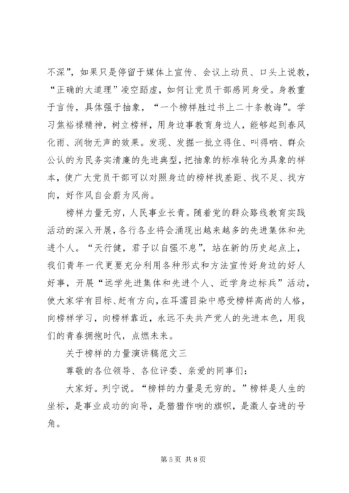 关于榜样的力量演讲稿范文.docx