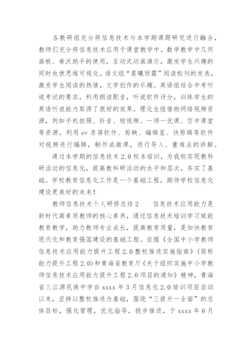 教师信息技术个人研修总结.docx