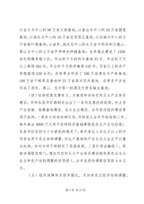 关于培育壮大五大产业体系促进农民增收情况的调查.docx