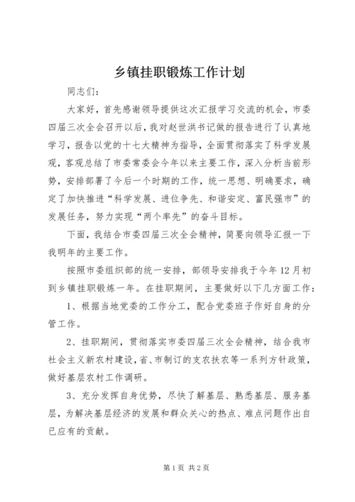 乡镇挂职锻炼工作计划.docx