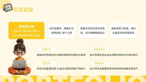 橙黄色3D风艺术设计师个人作品集PPT模板