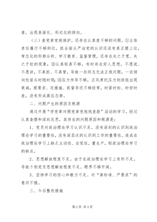 对照党章党规找差距活动情况报告.docx