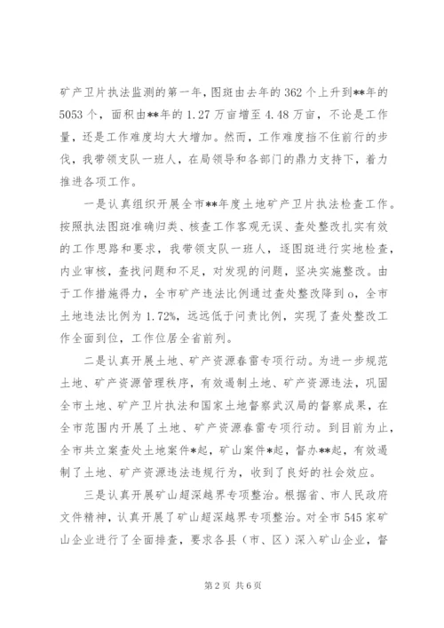 国土资源执法监察队长述职报告.docx