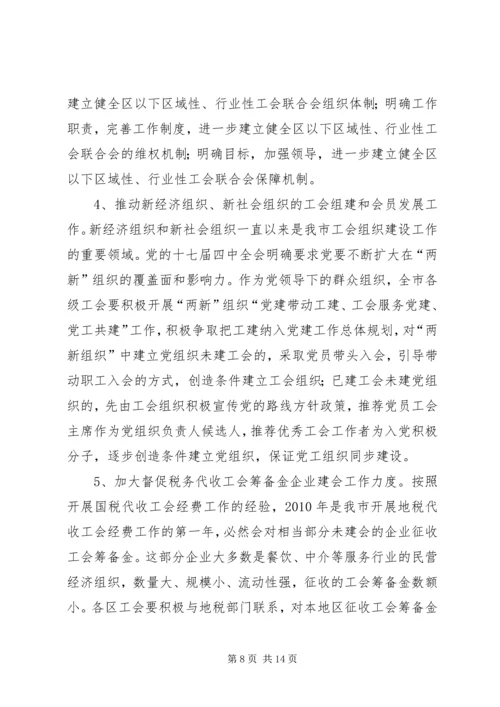 在全市工会基层组织建设会议上的工作报告.docx