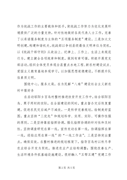 县委统战部创建县级“最佳文明单位”自查报告.docx