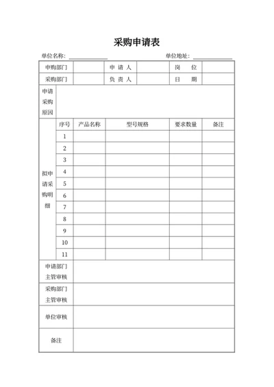 采购申请表