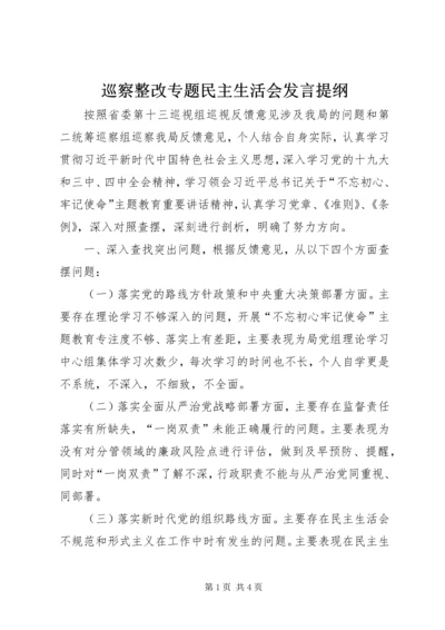 巡察整改专题民主生活会发言提纲.docx