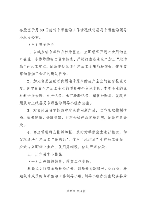 质监局地沟油治理实施方案.docx