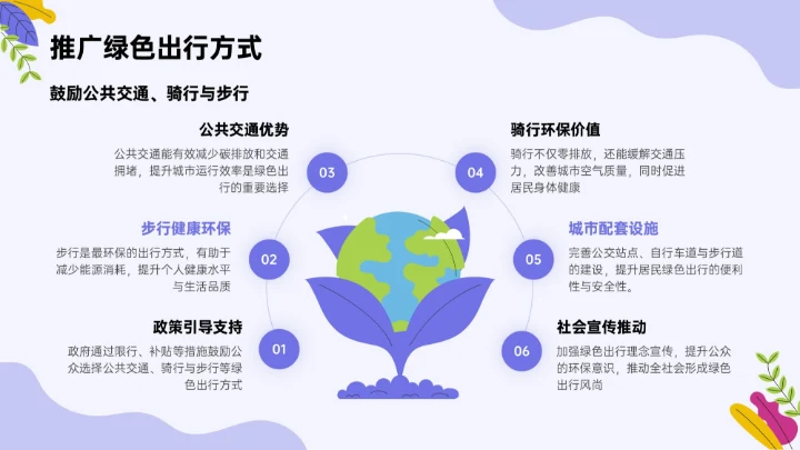 紫色插画风世界清洁地球日环保科普PPT模板