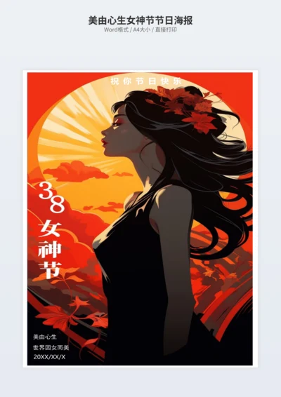 美由心生女神节节日海报