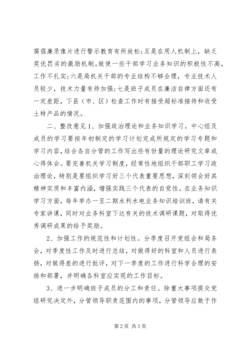 市水利局党组领导班子民主生活会对照检查材料 (4).docx