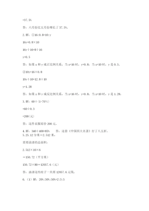 小学六年级数学摸底考试题附参考答案【模拟题】.docx