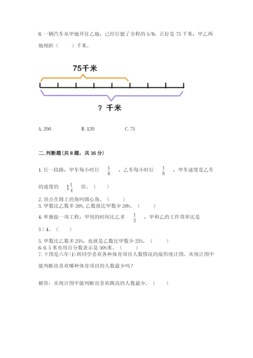 人教版数学六年级上册期末测试卷带答案（综合卷）.docx