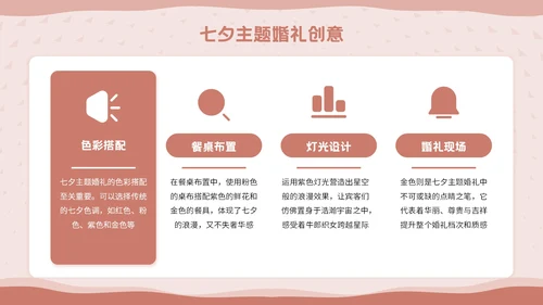 粉色插画风七夕节婚礼策划PPT模板