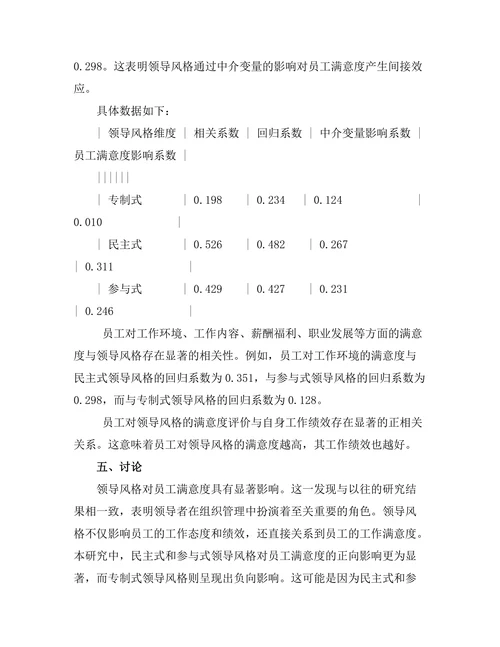 领导风格与员工满意度的关系分析