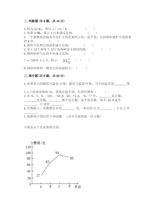 人教版六年级下册数学期末测试卷含答案【完整版】.docx