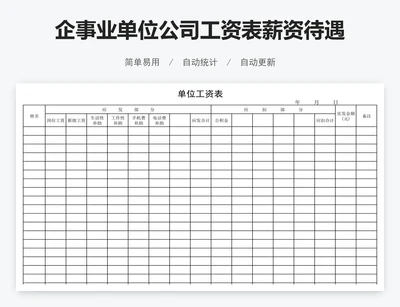 企事业单位公司工资表薪资待遇表