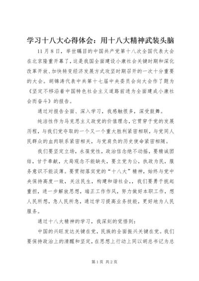 学习十八大心得体会：用十八大精神武装头脑.docx