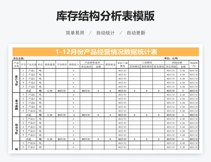 库存结构分析表模版