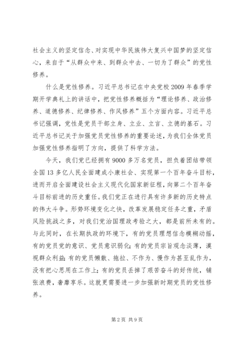 加强党性修养永葆共产党人政治本色——“不忘初心、牢记使命”主题教育专题研讨发言提纲.docx