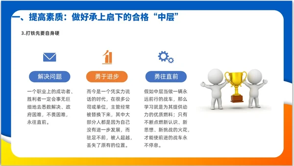 简约风3D小人领导力与执行力企业中层干部培训PPT课件